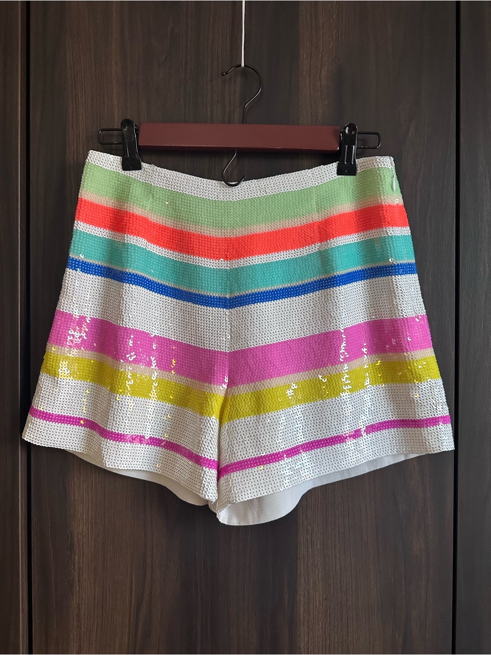 NWOT Kate Spade Sequined Striped White Shorts with Multicolor Stripes Size 2